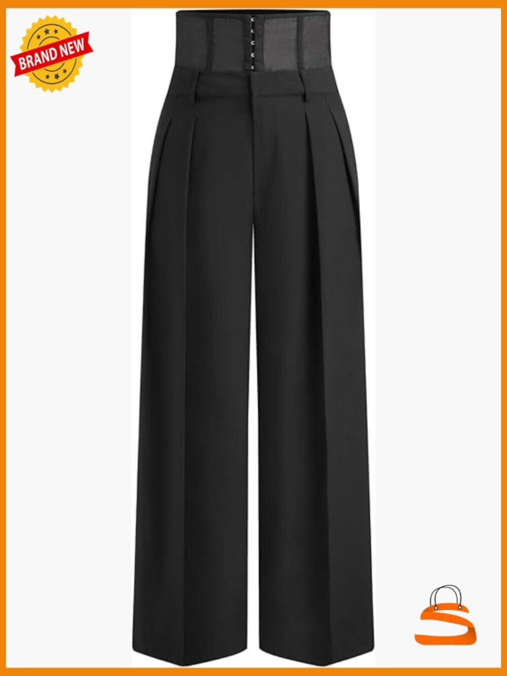 Mid Waist Wide Leg Trousers with Corset Belt Business Casual